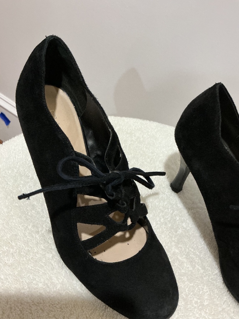 Franco Sarto Black Suede Lace-up Pumps Size 7